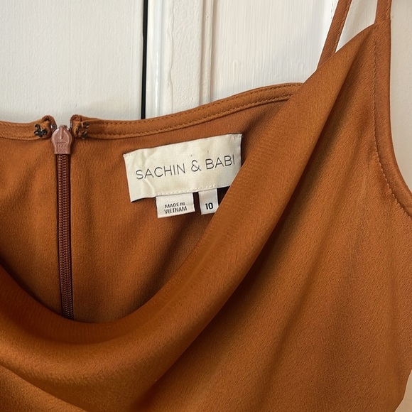 SACHIN & BABI Burnt Orange Women's Cali Satin Midi Slip Dress 10 BHLDN - Picture 3 of 10